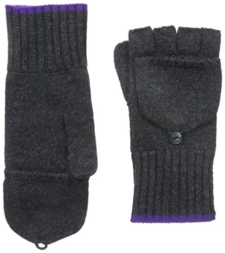 Phenix Cashmere Women's Cashmere Knit Pop Top Mitten, Charcoal, One Size
