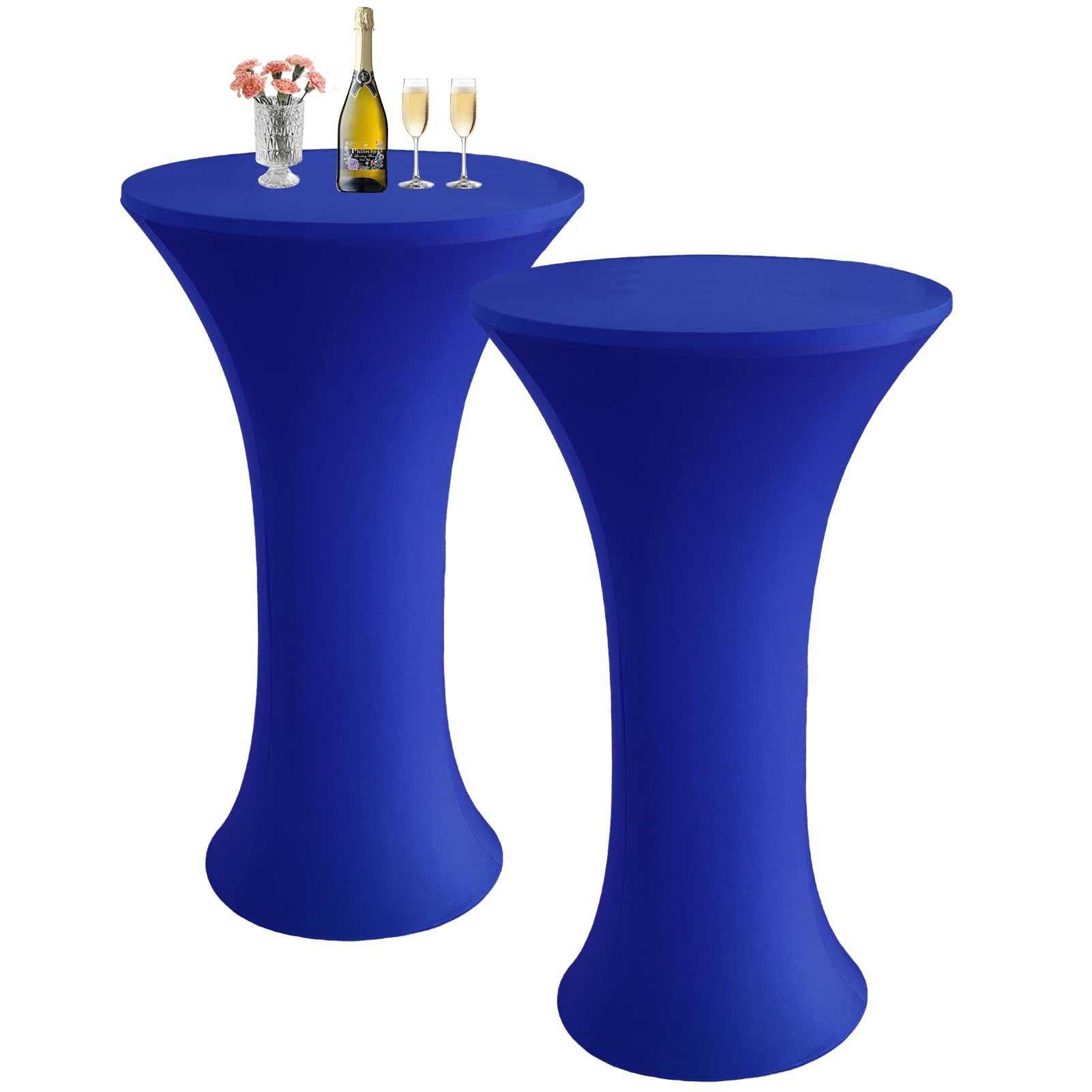 Cocktail Spandex Round Tablecloth, 2 Pack 24"x43" Highboy Fitted Stretch Cocktail Table Covers High Top Table Cloth for Banquet Wedding Bar Party -