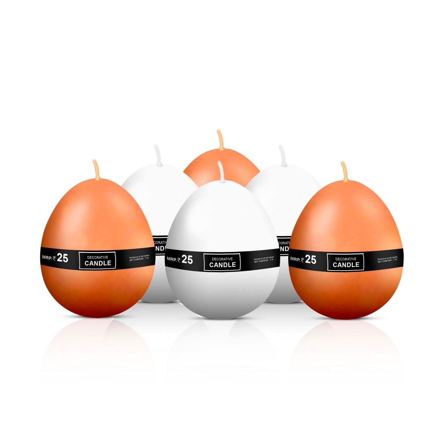 SITARA CRAFTS® White and Orange Round-Shaped Sphere Egg Candle | Premium Wax | Set of 120 | Home Decor Aroma Candles Lights | Candles for Home Decor| Gift Pack | Candle Light Dinner Decoration Set