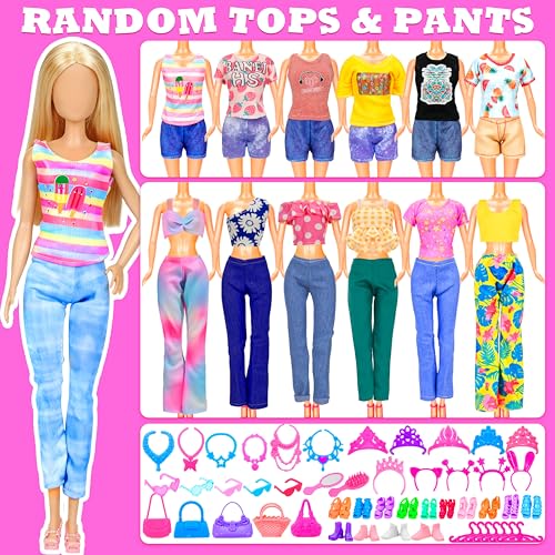 BYMORE Handmade Doll Clothes Including 5 Wedding Gown Dress 5 Party Dress 4 Braces Skirt 3 Sport Suits 3 Bikini Swimsuits 15 Shoes for Barbie Doll and Other 11.5 Inch Doll - Pack of 35
