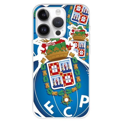 Capa para iPhone 15 Pro de futebol clube porto escudo desenho tansparente para proteger o seu telemóvel. Capa de silicone flexível com licença oficial futebol clube porto