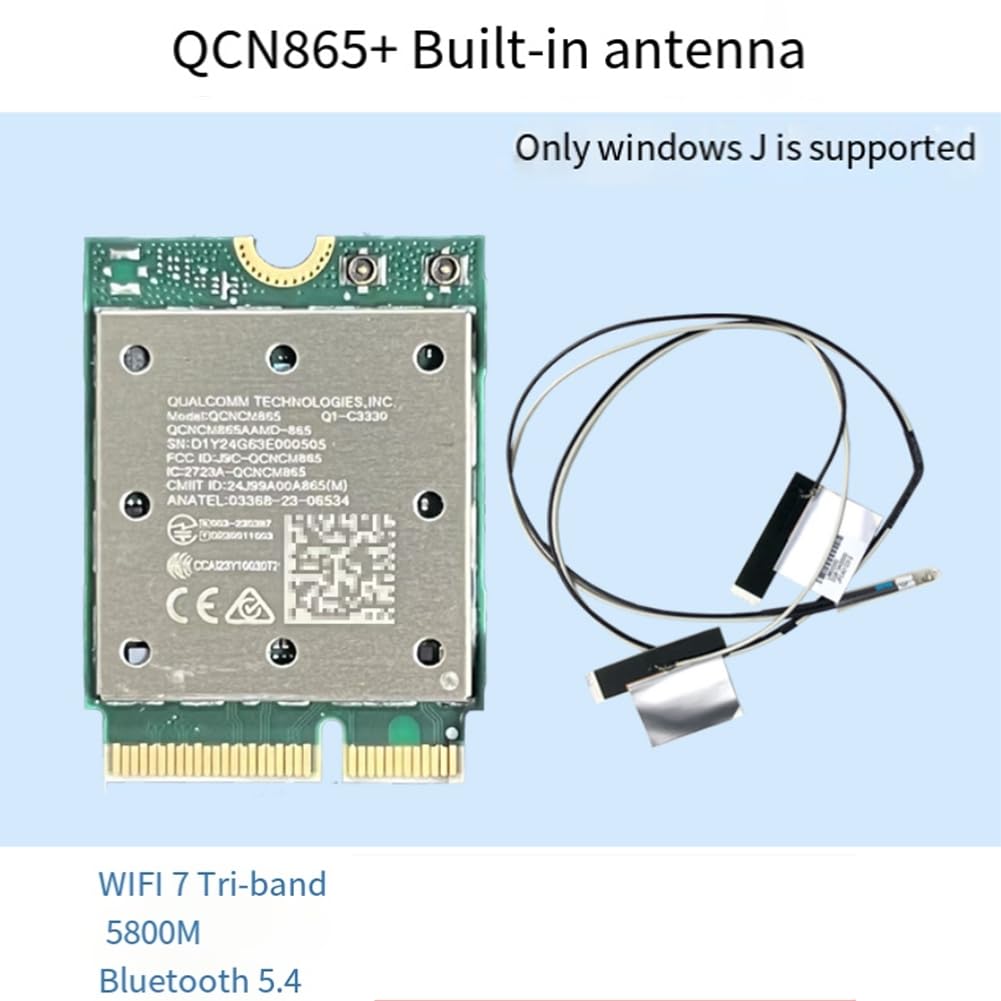 Scheda WiFi7 Tri Band QCNCM865 Bluetooth 5.4 Scheda WiFi Wireless Tri Band 2.4G/5G/6Ghz Adattatore di Rete Wireless per Win11 per 802.11be M.2 NGFF WLAN Scheda WiFi Solo per Win11