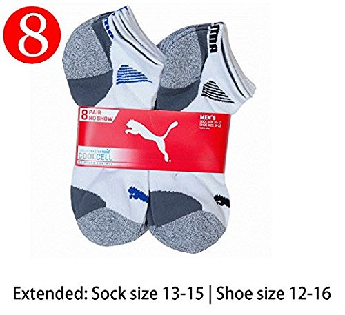 PUMA Mens No show Sport Socks, Moisture Control, Arch Support (8 Pair) (Regular Shoe Size: 6-12, White)4