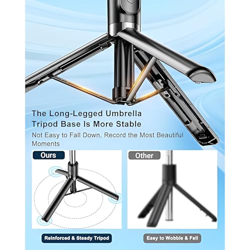 Image of Like Star R1S-L Tripod Selfie Stick Mini LED Fill Light 67 Inch Long /7-Section Stable Base /BT Remote /3 in 1 Multifunction for Vlogging /Photography /Videography for All Mobile Smartphones
