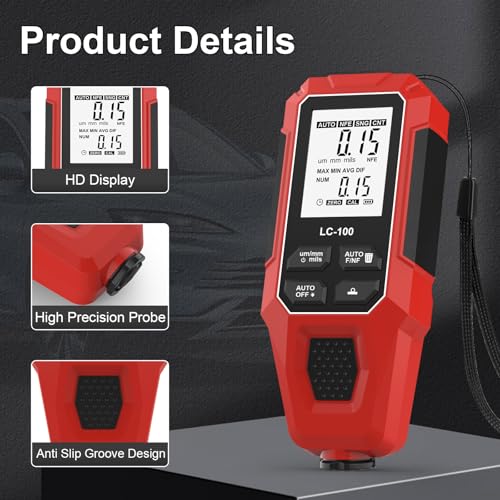Compteur d'épaisseur de peinture et jauge de revêtement FE NFE de 0-2000μm à affichage écran LCD