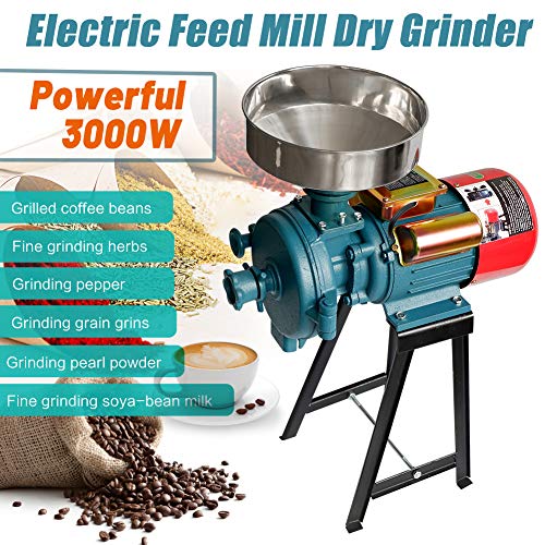 Naizea Grain Mills Electric Grain Grinder Mill, 3000W Corn Mill Grinder, 110V Flour Mill Wheat Grinder Rice Mill Machine, Feed Mill Dry Cereals Grinder With Funnel (Dry Grinder) #TOP6