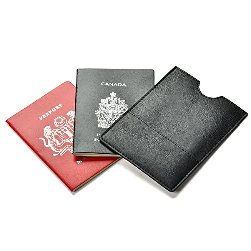 XEYOU Passport Holder Cover - Ultra Slim Premium Vegan Leather Travel Wallet Case Cover (Black)3