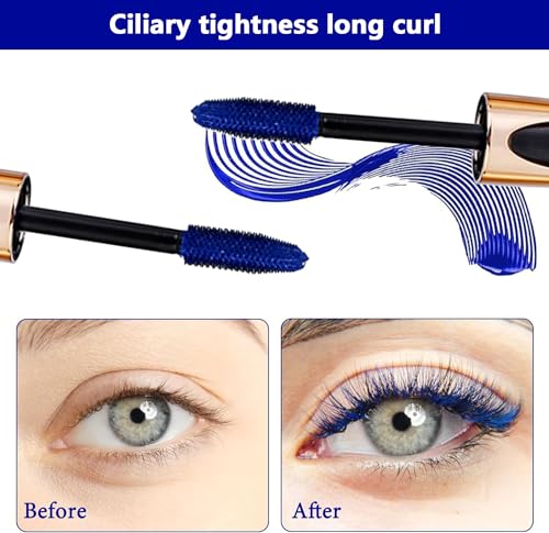 Blue Mascara Telescopic Mascara Waterproof, 4d Silk Fiber Coloured Lash Mascara Blue, Electric Blue Mascara for Eyes - Long-Lasting No Smudge and Clump Telescopic Mascara for Party Stage Use - Image 6