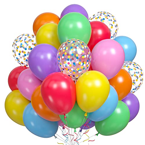Image of Red Yellow Blue Green Balloons, Rainbow Colorful Birthday Balloons
