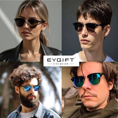 Retro Polarized Sunglasses for Men and Women Classic Semi-Rimless Frame Sun glasses UV Protection2