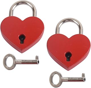 ORFOFE 2 Sets Heart Lock Jewelry Storage Box Locks Mini Heart Shaped Lock Valentines Lock Love Heart Padlock Small Suitcase Locks Small Padlock with Key Zinc Alloy Child Red Key Lock Bags