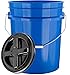 House Naturals 5 Gallon Plastic Blue Food Grade Made in USA Bucket Container with Air Tight Screw on Lid (Pack of 3)