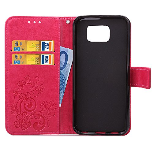 Linda capa para Samsung Galaxy S6 Edge, moderna com estampa de trevo de quatro folhas, capa carteira