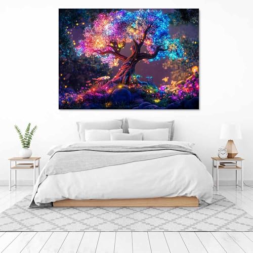 Tableau arbre de vie impression d'art moderne multicolore 60x90 - 3