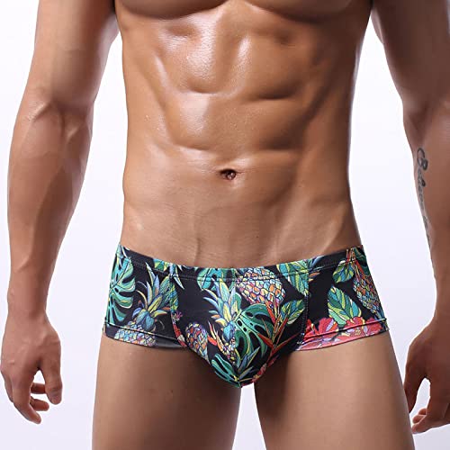 Mens Trunks Swimwear Fashion Hawaiian Print Boxer Briefs for Men Sexy Stretchy Underwear Boxers with Pouch4