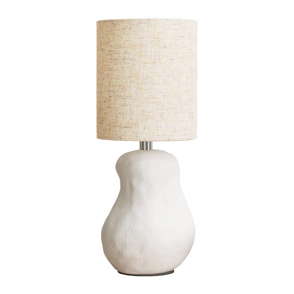 ValueLights | Mae Natural Linen Lamp Shade White Abstract Sandblast Ceramic Table Lamp | Table Lamps, Home Décor & Improvement Essential