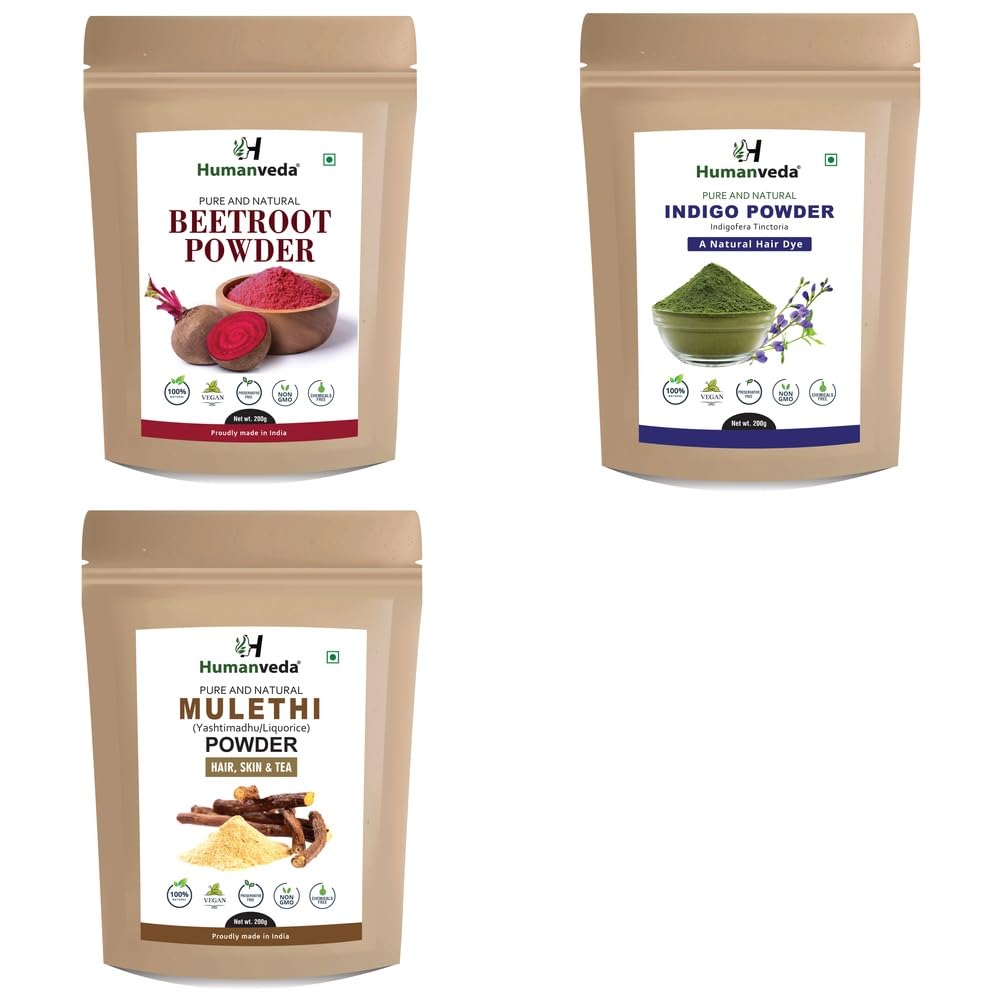 Pure Beetroot Powder, Indigo Powder and Mulethi Licorice Powder Combo Pack for Comprehensive Hair Care and Radiant Glowing Skin Rejuvenation Ayurvedic Product and Natural Organic and Sc-image-33