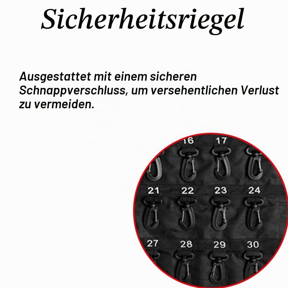 Rollbares Schlüsseletui, tragbarer Schlüssel-Organizer, aufrollbare Schlüsseltasche für Hotelpersonal, Sicherheitskräfte, Immobilienagenten, Wartungsarbeiter (50 Positionen)
