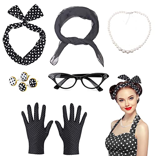 Yontree 6 Stück Rockabilly Accessoires 50er Jahre Damen Kleid accessoires...