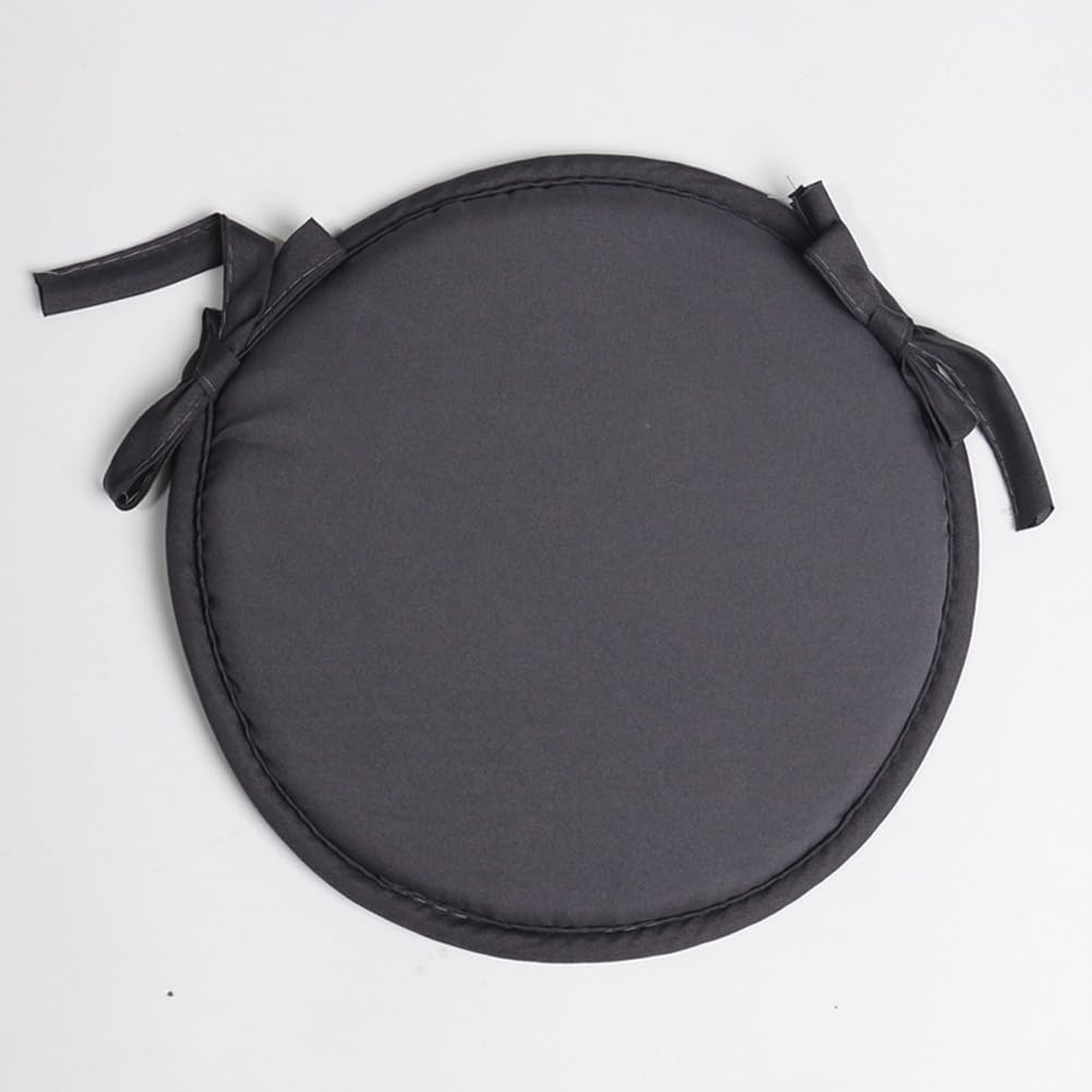 2 Piece Round Chair Cushions 12"/15" Indoor Outdoor Seat Cushion with Ties,Garden Patio Soft Round Dining Kitchen Chair Pad Bar Stool Pad (Dark Grey,15inch)