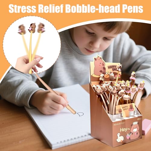 スムーズなジェルペン | かわいいカピバラデザインの0.5ミリペン - 48点セット 文房具 サプライ 書き味スムーズ 学生 自宅 オフィス パーティー プレゼント 男の子 女の子