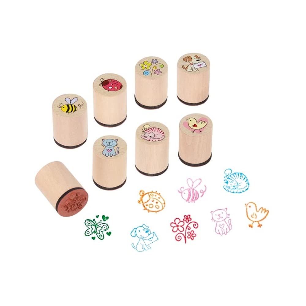 Little Dutch Stempel Kinder Kinderstempel Stempelset selbstfärbend 16 Stück Tiere Wald Motive Junge blau - Forest Friends