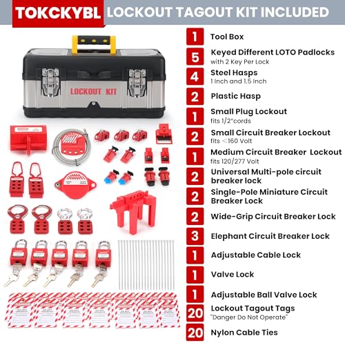 Image of Lockout Tagout Kit Electrical Loto 67PCS OSHA Compliant Safety Kit