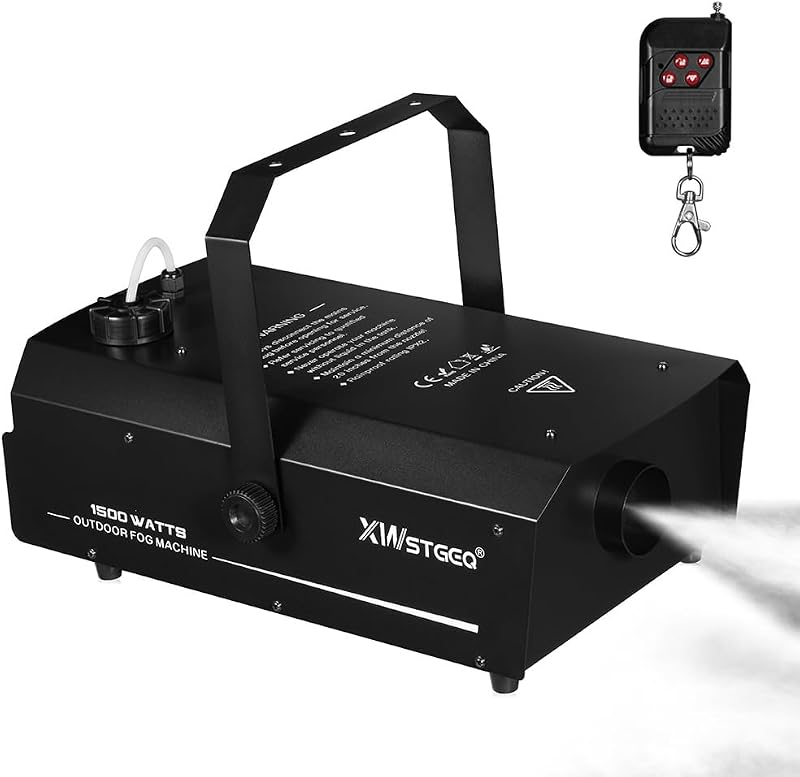 Máquina de niebla para exteriores de 1500W, temporizador DMX, pantalla LCD remota inalámbrica | Salida de niebla ajustable resistente al agua IPX2, humo denso de larga distancia para eventos de conciertos de Halloween en escenarios de DJ
