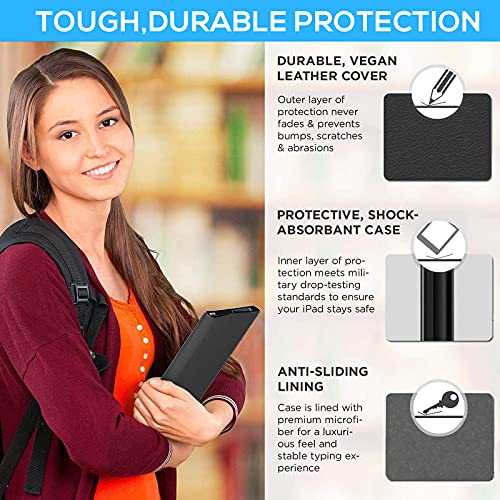 Ipad 9Th Generation Case With Keyboard, Slim Leather Folio Smart Cover For Ipad 2021 9Th & 8Th & 7Th & Air 3Rd Gen 7 Color Backlit Keyboard With Pencil Holder, Ipad 10.2 2021 & Air 10.5 Compatible #TOP1