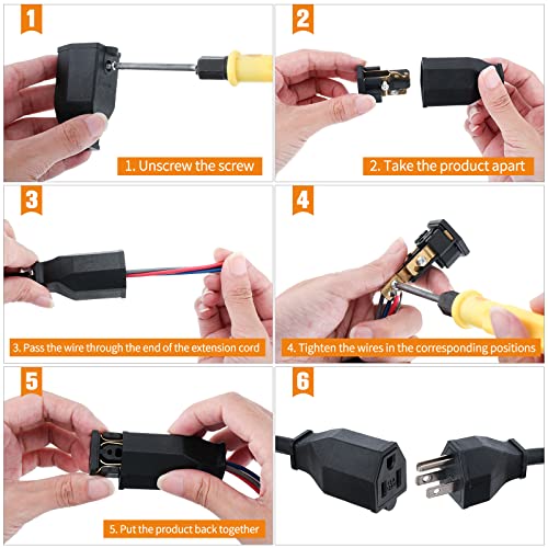 Image of Treela 20 Pcs Extension Cord Plug Replacement Male and Female Extension Cord Ends 125v 15a 2 Pole 3 Wire Male and Female Connector Straight Plug Replacement Compatible with Nema 5-15p and 5-15r 1875w