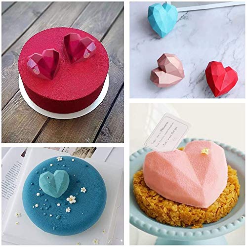 Silicone Mold For Chocolate, 3D Diamond Heart Molds For Chocolate. Food-Grade Silicone Material. Suitable For Wedding And Valentine\'s Day Various Scenes Of Candy, Chocolate, Mousse Cake Molds. 3 pack - Thumbnail 4