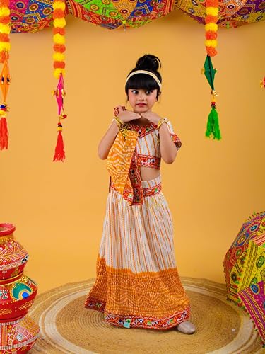 Image of AHHAAAA Kids Ethnic Ghoomar Lehenga Choli-Chania Choli with Dupatta Set for Baby Girls Y0033
