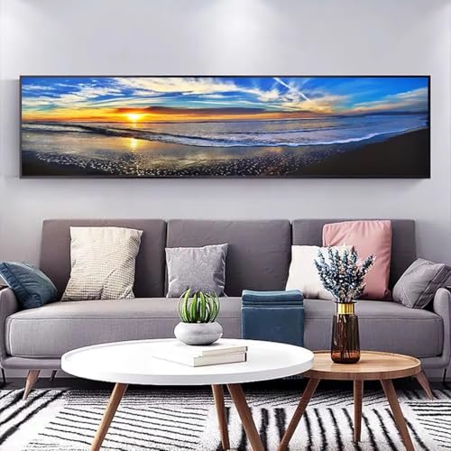 Impression sur toile mer coucher de soleil tableau panoramique HD - 3