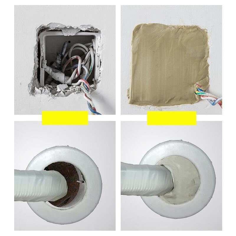 2 PCS Sealing Glue Mud Clay Sealant White Sewer Mending Waterproof Fill Holes, Air Drying clay Soft & Easy Reshape Use Repair Wall Hole Clay Gaps and Voids Around Windows, Doors, Pipes 3