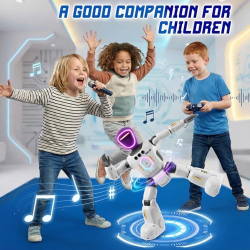 Robot Toy for Kids, Voice Recording&Playback Remote Control Robot, LED Faces Interactive Kids Toy with Gesture Sensing, Music Walking Dancing Birthday Gift for 6 7 8 9 10 11 12 Year Old Boys Girls - 4