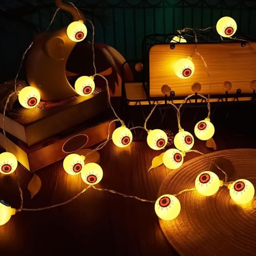 Luces para los ojos de Halloween - Cadena decorativa para ojos, impermeable, decoración de fiesta estacional para pared, alféizar de ventana, árbol, terraza, patio, ventana, jardín