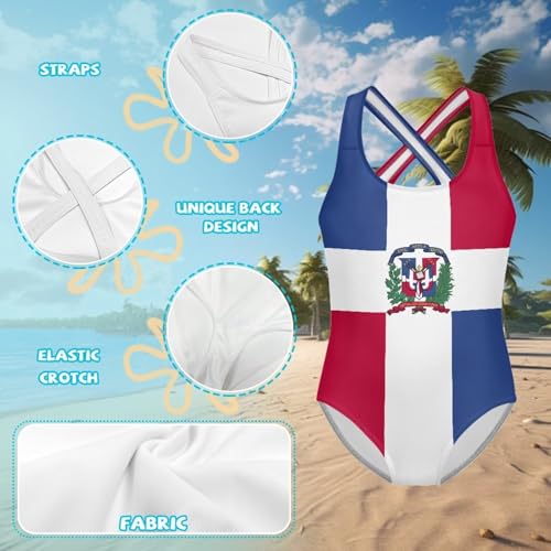 Image of Xpyiqun Swimsuit for Girls One Piece Bathing Suits Size 5-14 Sleeveless Swimwear Cross Shoulder Strap Swimming Wear