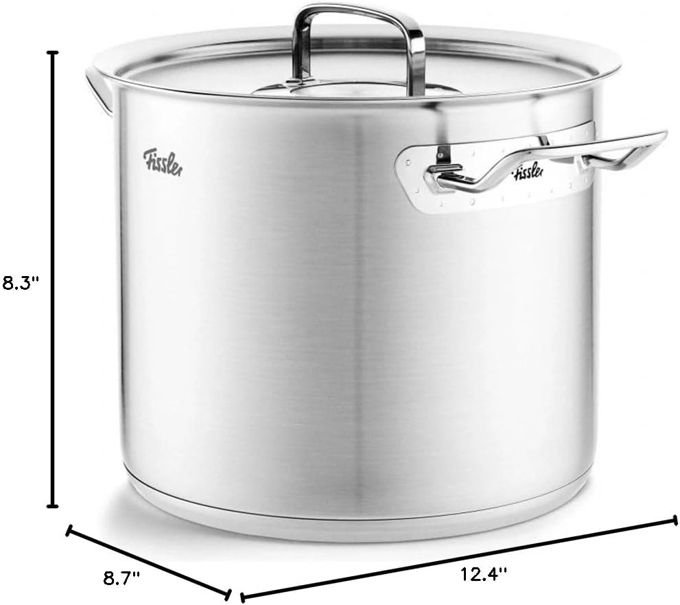 Fissler Original-Profi Collection Stainless Steel 5.5 Quart Tall Stock Pot with Metal Lid