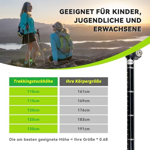 DOBESTS Wanderstöcke, Nordic Walking Stöcke Aluminium (Schwarz)