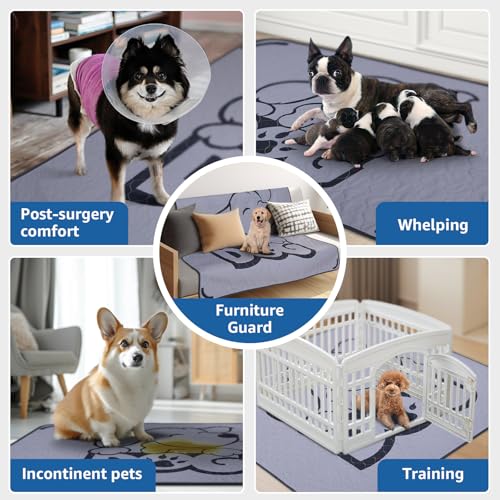 Image of Washable Pee Pads for Dogs with Pheromones : 2 Packs Reusable Puppy Pads Super Absorbnet Dog Floor Mats for Whelping, Incontinence, Training, Crate, 48x48