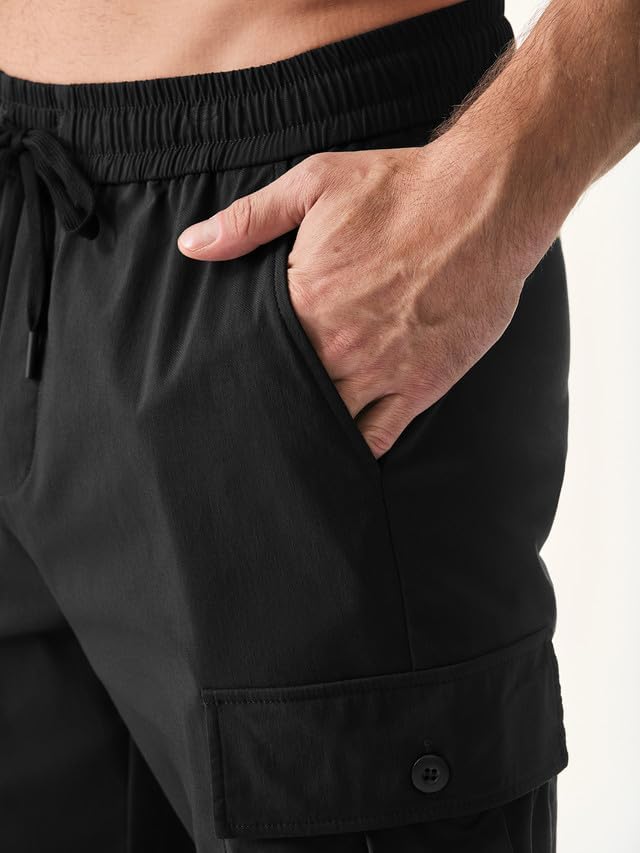 JMIERR Mens Casual Cargo Joggers Pants Elastic Waist Drawstring Stretch Relaxed Fit Work Pants Tapered Sweatpants - Image 5