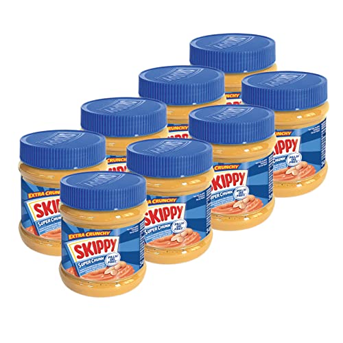SKIPPY 8x 340g Erdnussbutter 'Super Chunk' | Peanutbutter Ohne Palmöl | mit Erdnuss-Stückchen | 91% Erdnüsse | Crunchy Peanut Butter