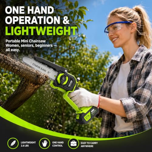 Image of TNELTUEB Mini Chainsaw, 6 inch & 8 inch Cordless Electric Chainsaw, 4.0Ah Batteries