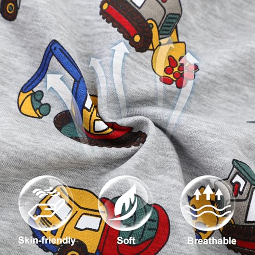 Boy Sweatshirts 2-6Y Toddler Boy Long Sleeve Cotton Sweat Shirt Boys Pullover Shirt Dinosaur&Truck Print Tops for Kids3