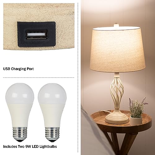 Set de 2 lámparas de mesa modernas con puerto USB miniatura 2