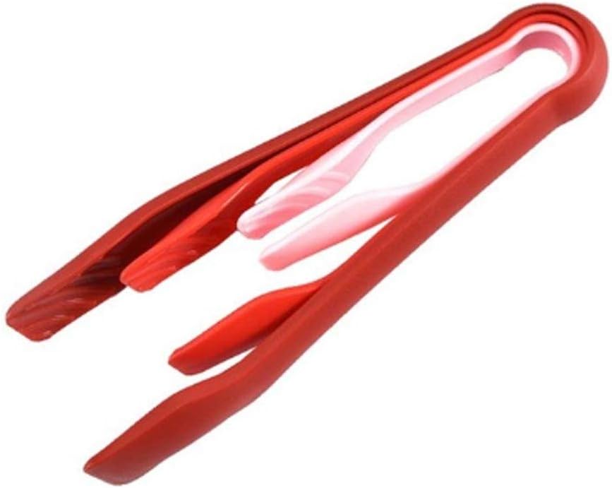 3 Pieces/set of Candy Color Plastic Food Tongs Non-slip Heat-resistant Kitchen Barbecue Tool Accessories(E)