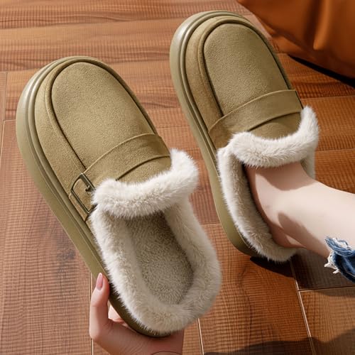 Platform Slippers for Women,Women's Fuzzy Memory Foam Slippers Fluffy Winter House Shoes Indoor and Outdoor Womens Casual Winter Platform Slipper Shoes4