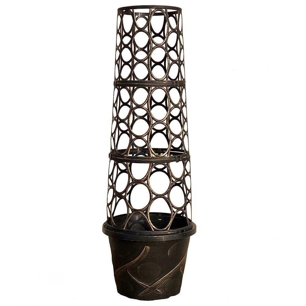 YouGarden Tower Pot Flower Planter with Trellis Frame for Climbing Plants, Support Frame Cage Plant Pot for Gardens, Patios or Indoors Perfect for Climbing Plants in Gardens