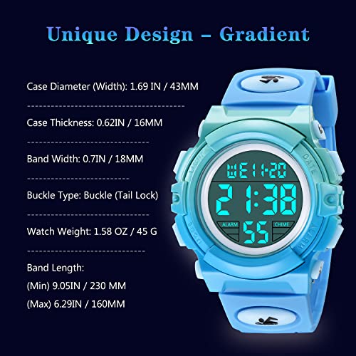 Image of Kids Watch,Boys Watch for 3-15 Year Old Boys,Digital Sport Outdoor Multifunctional Chronograph LED 50 M Waterproof Alarm Calendar Analog Watch for Children with Silicone Band,Kids Gift