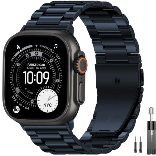 Image of EPULY Metal Band Compatible with Apple Watch Bands for Men 49mm 46mm 45mm 44mm 42mm 41mm 40mm 38mm, Business Stainless Steel Strap for iWatch Bands Series 11 10 9 8 7 6 5 4 3 2 1, SE3 2 1, Ultra3 2 1